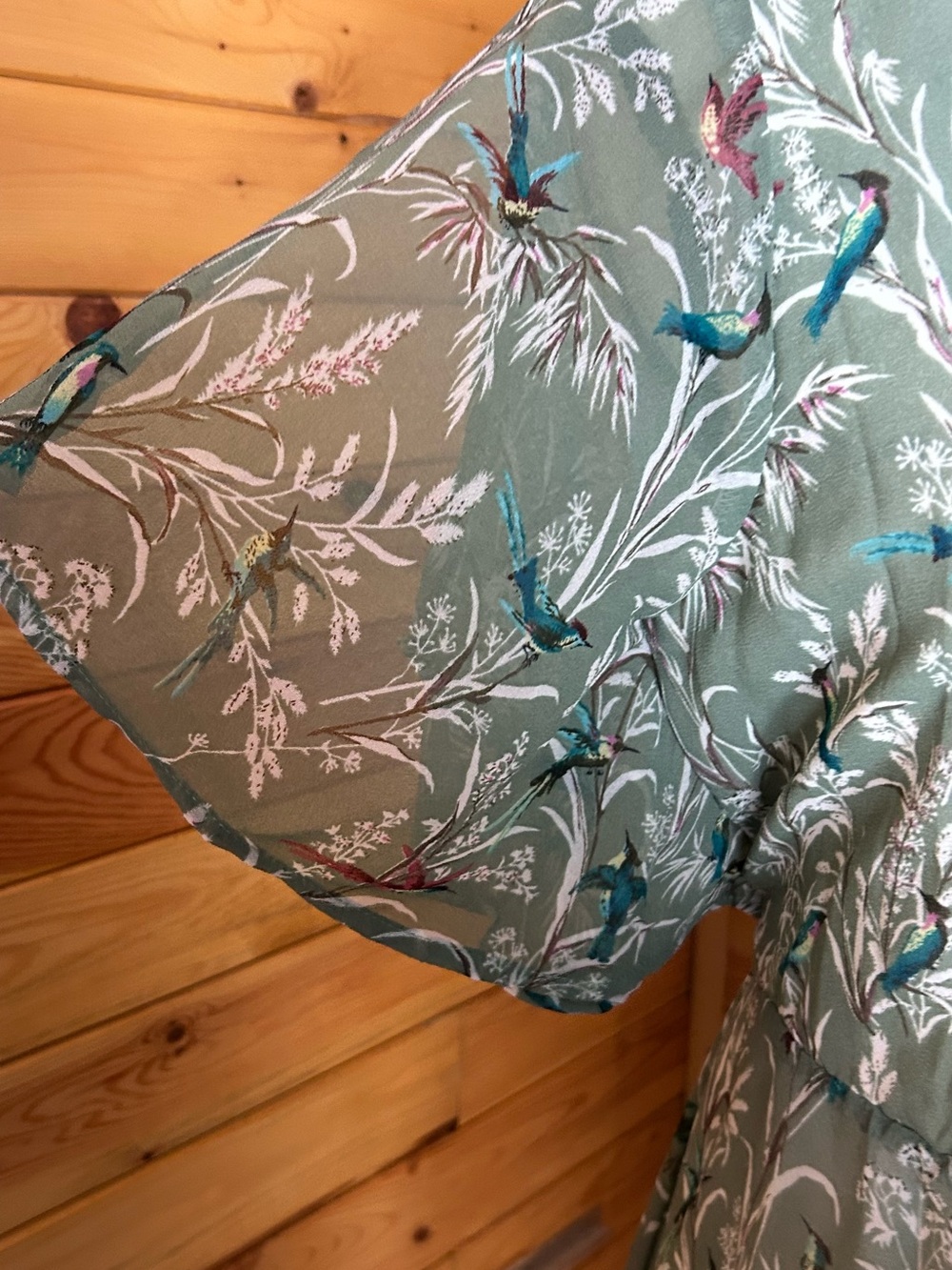 Cals Floral Mini Dress in White and Sage Green